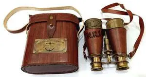Captains Antique Brass Binoculars, Brown Leather Nautical Binocular for Kids & Adults Vintage & Marine Binoculars for Hiking, Camping, Hunting, Bird Watching W/Leather Case Captains Antique Brass Binoculars, Brown Leather Nautical Binocular for Kids & Adults Vintage & Marine Binoculars for Hiking, Camping, Hunting, Bird Watching W/Leather Case
