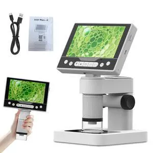 Digital Microscope, 12MP 1080P Handheld Microscope with 8 Adjustable LED Lights, 5" LCD Screen Coin Microscope 1000X, USB Microscope for Windows/MacOS, White Digital Microscope, 12MP 1080P Handheld Microscope with 8 Adjustable LED Lights, 5" LCD Screen Coin Microscope 1000X, USB Microscope for Windows/MacOS, White