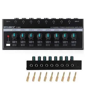 Headphone Amplifier 8 Channel, Stereo Headphone Amp with 9 Pcs 6.35mm to 3.5mm Jack, Metal Portable Studio Headphone Amp Splitter, Headphone Mixer with Mono and Stereo for Recording Studios Headphone Amplifier 8 Channel, Stereo Headphone Amp with 9 Pcs 6.35mm to 3.5mm Jack, Metal Portable Studio Headphone Amp Splitter, Headphone Mixer with Mono and Stereo for Recording Studios