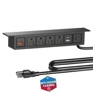 8 in 1 Under Desk Power Strip with Switch, 4 Outlets, 4 USB, 6FT Cord,14AWG | 20W USB-C,18W USB A, Mountable Under Desktop Outlet for Home Office Desk 8 in 1 Under Desk Power Strip with Switch, 4 Outlets, 4 USB, 6FT Cord,14AWG | 20W USB-C,18W USB A, Mountable Under Desktop Outlet for Home Office Desk