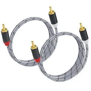 RCA to RCA Audio Cable - 1 Male to 1 Male Stereo Audio Cable Converter (2-Pack) for Subwoofer, Home Theater, High-Fidelity Audio - Double Shielding (3.3ft) RCA to RCA Audio Cable - 1 Male to 1 Male Stereo Audio Cable Converter (2-Pack) for Subwoofer, Home Theater, High-Fidelity Audio - Double Shielding (3.3ft)