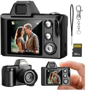 Mini Digital Camera, 1080P Portable Camera for Photography with 64GB SD Card, Key Card Clip Chain for Beginners, Small Digital Camera for Boys and Girls, Compact Vlogging Camera with 5 Filters Mini Digital Camera, 1080P Portable Camera for Photography with 64GB SD Card, Key Card Clip Chain for Beginners, Small Digital Camera for Boys and Girls, Compact Vlogging Camera with 5 Filters