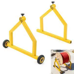 Wire Spool Rack Portable Cable Caddy with Wheels for Efficient Cable Management, Steel Fully Welded Wire Rack Dispenser for up to 28" Diameter Spools, Orange Wire Spool Rack Portable Cable Caddy with Wheels for Efficient Cable Management, Steel Fully Welded Wire Rack Dispenser for up to 28" Diameter Spools, Orange