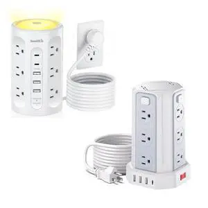 Surge Protector Power Strip Tower with 5 USB Ports and Night Light Surge Protector Power Strip Tower with 5 USB Ports and Night Light