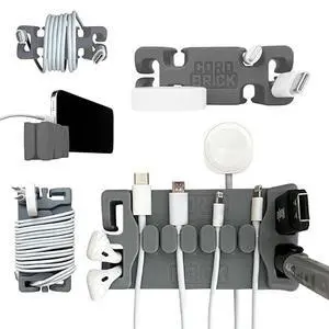 /DeskBrick Bundle Weighted Cord Holders for Nightstand & Desk - Phone Charger Cable Management Travel, Phone Accessory, Stocking Stuffer - Gift for Home, Office - Gray /DeskBrick Bundle Weighted Cord Holders for Nightstand & Desk - Phone Charger Cable Management Travel, Phone Accessory, Stocking Stuffer - Gift for Home, Office - Gray