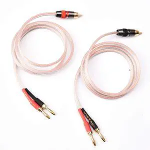 2 Pack Audiophile 14 AWG OFC Speaker Wire, with RCA Male (Black & Red) to 2 Banana Plugs (1M(3.3FT)) 2 Pack Audiophile 14 AWG OFC Speaker Wire, with RCA Male (Black & Red) to 2 Banana Plugs (1M(3.3FT))