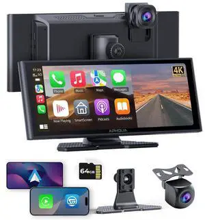 10.26" Carplay Screen for Apple Carplay & Android Auto with Dash Cam | 1080p Backup Camera, Split Scree, Wireless Car Play Car Audio Receivers GPS Navigation, Mirror Link, Bluetooth,FM, Siri 10.26" Carplay Screen for Apple Carplay & Android Auto with Dash Cam | 1080p Backup Camera, Split Scree, Wireless Car Play Car Audio Receivers GPS Navigation, Mirror Link, Bluetooth,FM, Siri