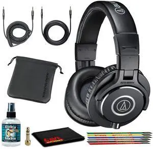 ATH-M40x Closed-Back Monitor Headphones (Black) Bundle with Cables, Carrying Pouch, and 6Ave Cleaning Kit ATH-M40x Closed-Back Monitor Headphones (Black) Bundle with Cables, Carrying Pouch, and 6Ave Cleaning Kit