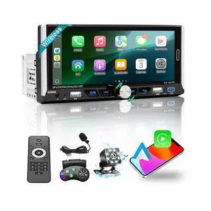 6.9" Single Din Touchscreen Car Stereo Wireless Apple CarPlay Android Auto | Car Radio with Bluetooth,Mirror Link,FM RDS,Head Unit Player,MIC,Backup Camera,USB/AUX/Type-C Charging,SWC,Subwoofer Port 6.9" Single Din Touchscreen Car Stereo Wireless Apple CarPlay Android Auto | Car Radio with Bluetooth,Mirror Link,FM RDS,Head Unit Player,MIC,Backup Camera,USB/AUX/Type-C Charging,SWC,Subwoofer Port