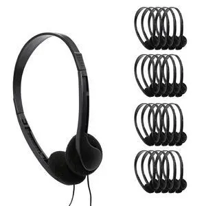 AE-08 50 Pack Disposable On-Ear Headphones with 3.5mm Plug, Black AE-08 50 Pack Disposable On-Ear Headphones with 3.5mm Plug, Black