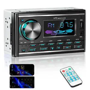 Double Din Car Stereo with Bluetooth, FM Radio, USB/AUX, No CD Player | 1 Din Car Radio Retro with App Control, Voice Assistant, 7-Color Backlight, Remote Control, USB Port & AUX Input Double Din Car Stereo with Bluetooth, FM Radio, USB/AUX, No CD Player | 1 Din Car Radio Retro with App Control, Voice Assistant, 7-Color Backlight, Remote Control, USB Port & AUX Input