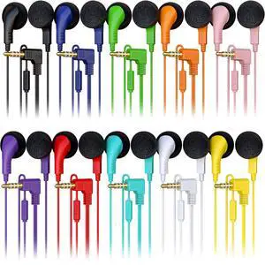 300 Pack Bulk Wired in-Ear Earphone Headphones with Microphone, Remote Controller, 3.5mm Connector and Sponge Covers, Multi 300 Pack Bulk Wired in-Ear Earphone Headphones with Microphone, Remote Controller, 3.5mm Connector and Sponge Covers, Multi