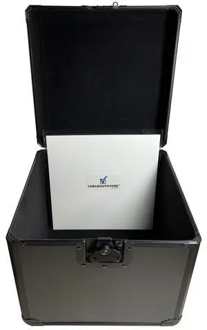 Black Limited Aluminum 12" LP Vinyl Record Storage Box (Holds Up to 100 Records) Black Limited Aluminum 12" LP Vinyl Record Storage Box (Holds Up to 100 Records)