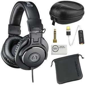ATH-M30x Professional Monitor Headphones (Black) Bundle with USB-C Headphone Adapter w/Built-in DAC + Headphone Case + Cleaning Cloth (4 Items) ATH-M30x Professional Monitor Headphones (Black) Bundle with USB-C Headphone Adapter w/Built-in DAC + Headphone Case + Cleaning Cloth (4 Items)