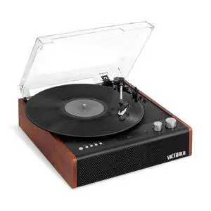 Brighton Bluetooth Record Player 3-Speed Turntable, Premium Ceramic Stylus, Vinyl Stream for Wireless Streaming, Built-in Speakers, RCA and Headphone Outputs (Black) Brighton Bluetooth Record Player 3-Speed Turntable, Premium Ceramic Stylus, Vinyl Stream for Wireless Streaming, Built-in Speakers, RCA and Headphone Outputs (Black)