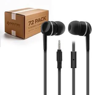 Bulk Earbuds with in-Line Microphone, 3.5mm Jack, Pack of 12, Kids, Teens, Adults, Wholesale for Schools, Classrooms, Libraries, Students, Black (72 Pack, 72, Pack) Bulk Earbuds with in-Line Microphone, 3.5mm Jack, Pack of 12, Kids, Teens, Adults, Wholesale for Schools, Classrooms, Libraries, Students, Black (72 Pack, 72, Pack)