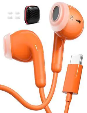 USB C Earbuds for iPhone 17 Pro Max Air 16 15 Plus/iPad Air Orange | Wired Headphones for Android with Mic Type C Plug HiFi Stereo Earphones for Samsung Galaxy S25 S26 Ultra S24 S23 Pixel 9a 8a USB C Earbuds for iPhone 17 Pro Max Air 16 15 Plus/iPad Air Orange | Wired Headphones for Android with Mic Type C Plug HiFi Stereo Earphones for Samsung Galaxy S25 S26 Ultra S24 S23 Pixel 9a 8a