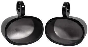 MAC69B Pair 6x9 Polished Black Wakeboard Tower Enclosures | 6061 Aircraft Grade, Waterproof, Internally Wired, Universal Clamp Fits 2"-2.5" Towers, Mounting Hardware Included MAC69B Pair 6x9 Polished Black Wakeboard Tower Enclosures | 6061 Aircraft Grade, Waterproof, Internally Wired, Universal Clamp Fits 2"-2.5" Towers, Mounting Hardware Included