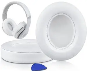 Lambskin Replacement Ear Pads Cushions for Beats Studio 2 & Studio 3 Wired & Wireless Headphones, Earpads with Noise Isolation Memory Foam, Added Thickness - White Lambskin Replacement Ear Pads Cushions for Beats Studio 2 & Studio 3 Wired & Wireless Headphones, Earpads with Noise Isolation Memory Foam, Added Thickness - White