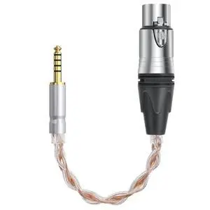 4.4mm Balanced Male to 4-Pin XLR Balanced Female Headphones Audio Adapter Cable, OCC Copper Silver Plated Upgrade Cord, Compatible with Amplifiers, Microphones (20cm/8'') 4.4mm Balanced Male to 4-Pin XLR Balanced Female Headphones Audio Adapter Cable, OCC Copper Silver Plated Upgrade Cord, Compatible with Amplifiers, Microphones (20cm/8'')