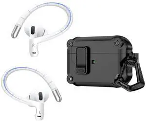 Titanium Alloy Ear Hooks+Case Cover for AirPods 4th Generation (2024),Black | Added Anti-Lost Lanyard,Accessories That Fit Securely,Anti-slip Earhook Anti-Fall Case,Anti-Scratch,Silicone Ear Hooks Titanium Alloy Ear Hooks+Case Cover for AirPods 4th Generation (2024),Black | Added Anti-Lost Lanyard,Accessories That Fit Securely,Anti-slip Earhook Anti-Fall Case,Anti-Scratch,Silicone Ear Hooks