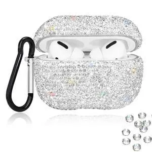 Bling Rhinestones Cover for AirPods Pro Case,Cute Bling Crystal Rhinestone AirPod Pro Protective Case Cover Shockproof with Keychain for 2019 AirPods Pro Charging Case (Silver) Bling Rhinestones Cover for AirPods Pro Case,Cute Bling Crystal Rhinestone AirPod Pro Protective Case Cover Shockproof with Keychain for 2019 AirPods Pro Charging Case (Silver)