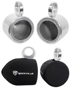 MAC65S 6.5" Polished Aluminum Wakeboard Pods with RWBC Covers | 6061 Aluminum, Fits 2"-2.5" Towers, Internal Wiring, Waterproof, 2 MAC65S Pod Enclosures, 2 RWBC Covers, Marine, 4-items MAC65S 6.5" Polished Aluminum Wakeboard Pods with RWBC Covers | 6061 Aluminum, Fits 2"-2.5" Towers, Internal Wiring, Waterproof, 2 MAC65S Pod Enclosures, 2 RWBC Covers, Marine, 4-items