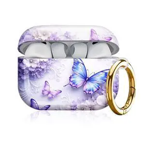 Compatible with AirPod Pro 3 Case, Cute Hard TPU Protective Cover with Keychain, Shockproof Design Case for Women & Girls,Butterfly Floral Compatible with AirPod Pro 3 Case, Cute Hard TPU Protective Cover with Keychain, Shockproof Design Case for Women & Girls,Butterfly Floral