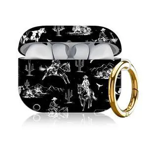 Compatible with AirPod Pro 3 Case, Cute Hard TPU Protective Cover with Keychain, Shockproof Design Case for Women & Girls,Cowboy Riding Horse Cow Cacti Compatible with AirPod Pro 3 Case, Cute Hard TPU Protective Cover with Keychain, Shockproof Design Case for Women & Girls,Cowboy Riding Horse Cow Cacti