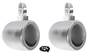 MAC65S 6.5" Chrome Wakeboard Speaker Pod Pair with MAC360C Clamps | 6061 Aircraft Aluminum, Waterproof, Internally Wired, 360° Swivel, Surface Mount, Fits 2" to 2.5" Towers, Marine, 4-items MAC65S 6.5" Chrome Wakeboard Speaker Pod Pair with MAC360C Clamps | 6061 Aircraft Aluminum, Waterproof, Internally Wired, 360° Swivel, Surface Mount, Fits 2" to 2.5" Towers, Marine, 4-items