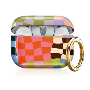 Compatible with AirPod Pro 3 Case, Cute Hard TPU Protective Cover with Keychain, Shockproof Design Case for Women & Girls,Colorful Wavy Checkerboard Compatible with AirPod Pro 3 Case, Cute Hard TPU Protective Cover with Keychain, Shockproof Design Case for Women & Girls,Colorful Wavy Checkerboard