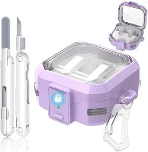 with Safety Lock for Samsung Galaxy Buds 4 Pro Case, Galaxy Buds 4 Case Cover, Clear Cyber Cases with Keychain & Cleaning Kit, Military Grade Armor Shockproof Full Body Protective Hard Shell (Purple) with Safety Lock for Samsung Galaxy Buds 4 Pro Case, Galaxy Buds 4 Case Cover, Clear Cyber Cases with Keychain & Cleaning Kit, Military Grade Armor Shockproof Full Body Protective Hard Shell (Purple)