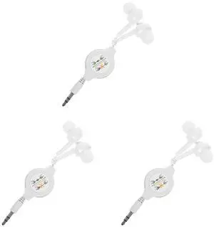3 Pack Retractable Earbuds: Tangle-Free Wired in-Ear Earphones with 3.5mm Jack, Portable Stereo Headphones for Travel School Tablets, White 3 Pack Retractable Earbuds: Tangle-Free Wired in-Ear Earphones with 3.5mm Jack, Portable Stereo Headphones for Travel School Tablets, White