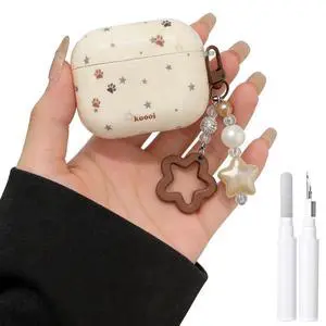for AirPods Pro 3 Cute Paw Case with Cleaner Kit | Kawaii Star Design with Lovely Star Pearl Chain Protective Cover Compatible with AirPods Pro 3 for Girls Women for AirPods Pro 3 Cute Paw Case with Cleaner Kit | Kawaii Star Design with Lovely Star Pearl Chain Protective Cover Compatible with AirPods Pro 3 for Girls Women