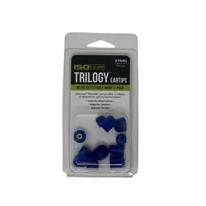 Trilogy Metal Detectable Eartips Variety Pack (6 Pairs) | Metal grommet for detection, blue foam eartips, threaded core, designed for metal-detectable PPE environments Trilogy Metal Detectable Eartips Variety Pack (6 Pairs) | Metal grommet for detection, blue foam eartips, threaded core, designed for metal-detectable PPE environments