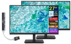 27" FHD IPS Monitor with 4ms Response Time (2-Pack) | Anti Glare, VESA Mount (100mm), VGA, HDMI, & Dockztorm Hub, Black Color 27" FHD IPS Monitor with 4ms Response Time (2-Pack) | Anti Glare, VESA Mount (100mm), VGA, HDMI, & Dockztorm Hub, Black Color
