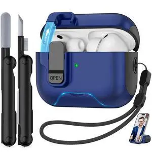 for AirPods Pro 3 Case 2025, Secure Lock & Phone Stand Design Compatible with Airpods Pro 3rd Generation Case Cover with Cleaner/Lanyard for Men Women (Blue, AirPods Pro 3 (2025)) for AirPods Pro 3 Case 2025, Secure Lock & Phone Stand Design Compatible with Airpods Pro 3rd Generation Case Cover with Cleaner/Lanyard for Men Women (Blue, AirPods Pro 3 (2025))