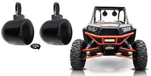 MAC65B 6.5" Black Tower Speaker Pod Pair with MAC360B Clamps | 6061 Aluminum, Waterproof, Internally Wired, 360 Degree Swivel, Surface Mount, Fits 2" to 2.5" Poles, RZR/ATV/UTV, 4-Items MAC65B 6.5" Black Tower Speaker Pod Pair with MAC360B Clamps | 6061 Aluminum, Waterproof, Internally Wired, 360 Degree Swivel, Surface Mount, Fits 2" to 2.5" Poles, RZR/ATV/UTV, 4-Items