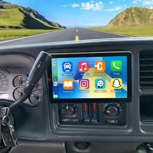 10 inch Double Din Car Radio for Chevrolet Tahoe Silverado 2003-2006 Touch Screen GPS Navigation Stereo with Wireless CarPlay & Android Auto,BT, FM,Automatic Rotation Screen, SWC, Camera-2+32G 10 inch Double Din Car Radio for Chevrolet Tahoe Silverado 2003-2006 Touch Screen GPS Navigation Stereo with Wireless CarPlay & Android Auto,BT, FM,Automatic Rotation Screen, SWC, Camera-2+32G