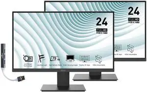 PRO MP241X 24" FHD VA Monitor with 4ms Response Time (2-Pack) | Anti Glare, Flicker Free, VESA Mount (75mm), HDMI, VGA & Dockztorm USB Port Expander, Black Color PRO MP241X 24" FHD VA Monitor with 4ms Response Time (2-Pack) | Anti Glare, Flicker Free, VESA Mount (75mm), HDMI, VGA & Dockztorm USB Port Expander, Black Color