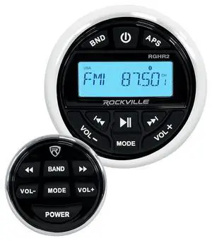 RockvilIe Marine-Grade Bluetooth Gauge Receiver Radio w/USB+Remote Compatible with Golf Cart RockvilIe Marine-Grade Bluetooth Gauge Receiver Radio w/USB+Remote Compatible with Golf Cart