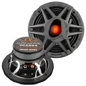 1 Pair of VCA654 VENUM PRO Series 6.5" 1400 Watts Max 350 Watts RMS Mid-Range Car Audio Speaker 4-Ohm Proprietary Grille, Cast Basket, Cloth Surround, Non Pressed Paper Cone, Ferrite Magnet 1 Pair of VCA654 VENUM PRO Series 6.5" 1400 Watts Max 350 Watts RMS Mid-Range Car Audio Speaker 4-Ohm Proprietary Grille, Cast Basket, Cloth Surround, Non Pressed Paper Cone, Ferrite Magnet