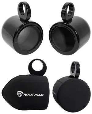 MAC65B 6.5" Black Wakeboard Tower Speaker Pod Pair with Covers | 6061 Aluminum, 100% Waterproof, Internally Wired, Fits 2"-2.5" Towers, Pair RWBC Neoprene Speaker Covers, Marine, 4-items MAC65B 6.5" Black Wakeboard Tower Speaker Pod Pair with Covers | 6061 Aluminum, 100% Waterproof, Internally Wired, Fits 2"-2.5" Towers, Pair RWBC Neoprene Speaker Covers, Marine, 4-items