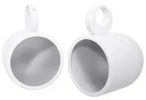 MAC90W 8 in Aluminum Wakeboard Tower Speaker Pod Enclosures, Marine Grade, White Finish, Corrosion-Resistant Clamps, for Boat Audio Systems, 2-Piece MAC90W 8 in Aluminum Wakeboard Tower Speaker Pod Enclosures, Marine Grade, White Finish, Corrosion-Resistant Clamps, for Boat Audio Systems, 2-Piece
