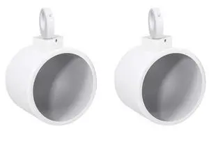 MAC90W White 8" Wakeboard Tower Speaker Pod Pair with Clamps | White 6061 Aluminum Enclosures, 2 MAC360W 360° Swivel Clamps, Stainless Quick-Release Hardware, 4-Items MAC90W White 8" Wakeboard Tower Speaker Pod Pair with Clamps | White 6061 Aluminum Enclosures, 2 MAC360W 360° Swivel Clamps, Stainless Quick-Release Hardware, 4-Items