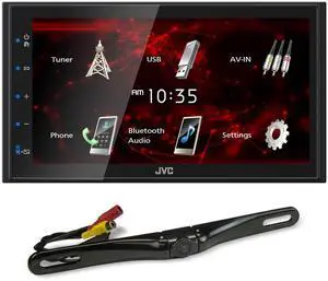 Audiosaving Bundle: (1) Jvc Kw-M180BT 6.8" Car Monitor Iphone Android Bluetooth Receiver USB/3 Pre-Outs Bundle With (1) Rockville Rbc5B Black Metal Car License Plate Camera+Night Vision+Distance Lines Audiosaving Bundle: (1) Jvc Kw-M180BT 6.8" Car Monitor Iphone Android Bluetooth Receiver USB/3 Pre-Outs Bundle With (1) Rockville Rbc5B Black Metal Car License Plate Camera+Night Vision+Distance Lines