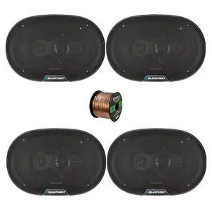 2 Pair (Qty 4) of BPS-E694 6x9" 70 Watt Max 4-Way Car Speakers with 50 Feet 16 Gauge Wire 2 Pair (Qty 4) of BPS-E694 6x9" 70 Watt Max 4-Way Car Speakers with 50 Feet 16 Gauge Wire