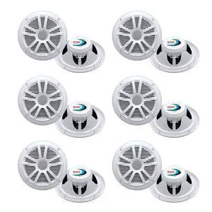 Boss Audio MR6W 6.5" 180W Dual Cone Marine/Boat Speakers Stereo (6 Pack) Boss Audio MR6W 6.5" 180W Dual Cone Marine/Boat Speakers Stereo (6 Pack)