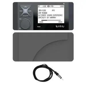 Infinity 4" LCD Display Bluetooth Marine AM/FM Rear AUX/USB Digital Media Stereo Receiver with Protective Stereo Cover, 22" Wired Radio Antenna Infinity 4" LCD Display Bluetooth Marine AM/FM Rear AUX/USB Digital Media Stereo Receiver with Protective Stereo Cover, 22" Wired Radio Antenna