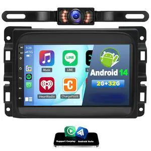 Car Stereo Upgrade Radio for Dodge Ram 1500 2500 3500 2019-2023 | Android 14 7" Touchscreen Double Din w/Wireless Carplay Android Auto GPS WiFi Bluetooth RDS DSP SWC Mirrorlink Backup Camera Car Stereo Upgrade Radio for Dodge Ram 1500 2500 3500 2019-2023 | Android 14 7" Touchscreen Double Din w/Wireless Carplay Android Auto GPS WiFi Bluetooth RDS DSP SWC Mirrorlink Backup Camera